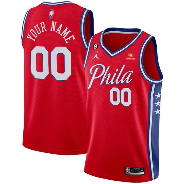 Men's Philadelphia 76ers Active Player Custom Red With NO.6 Patch Stitched Basketball Jersey